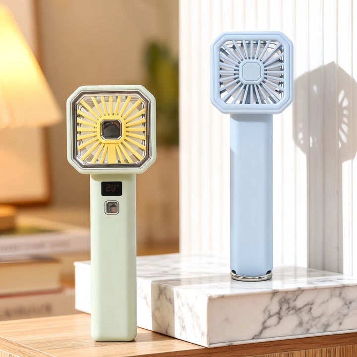 Women's Portable Handheld Fan with LCD Display and USB Charging Function Kalsten