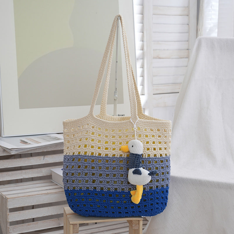 Handmade straw bag with cute tag Kalsten