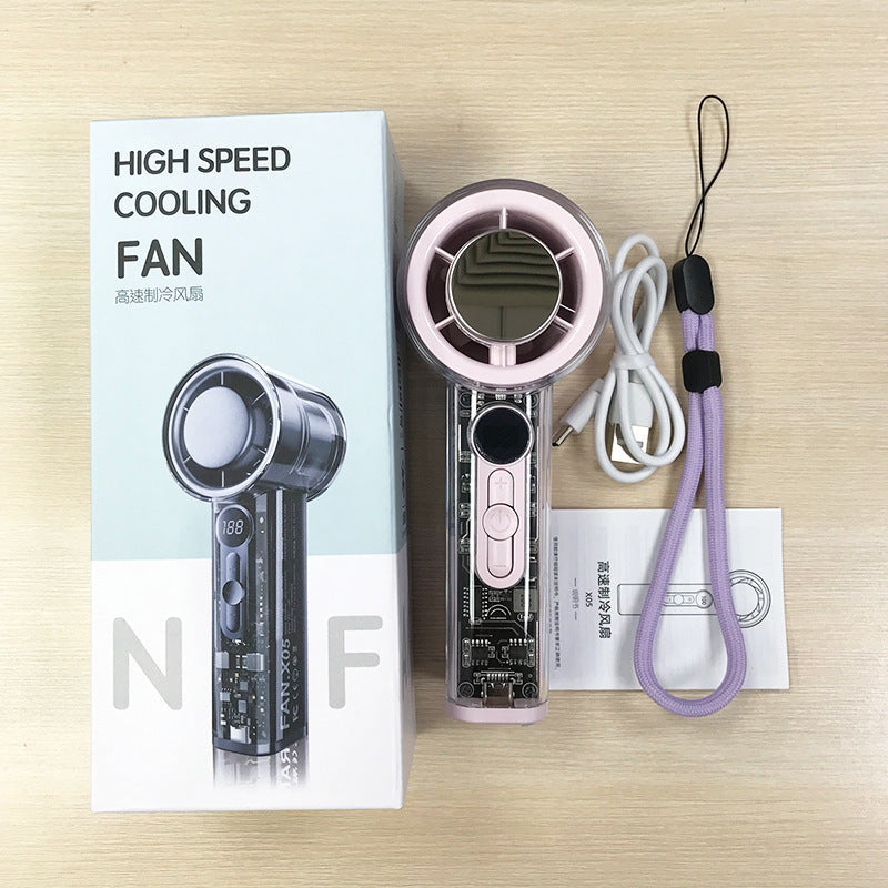 Cooling transparent handheld bladeless high-speed portable USB rechargeable fan Kalsten
