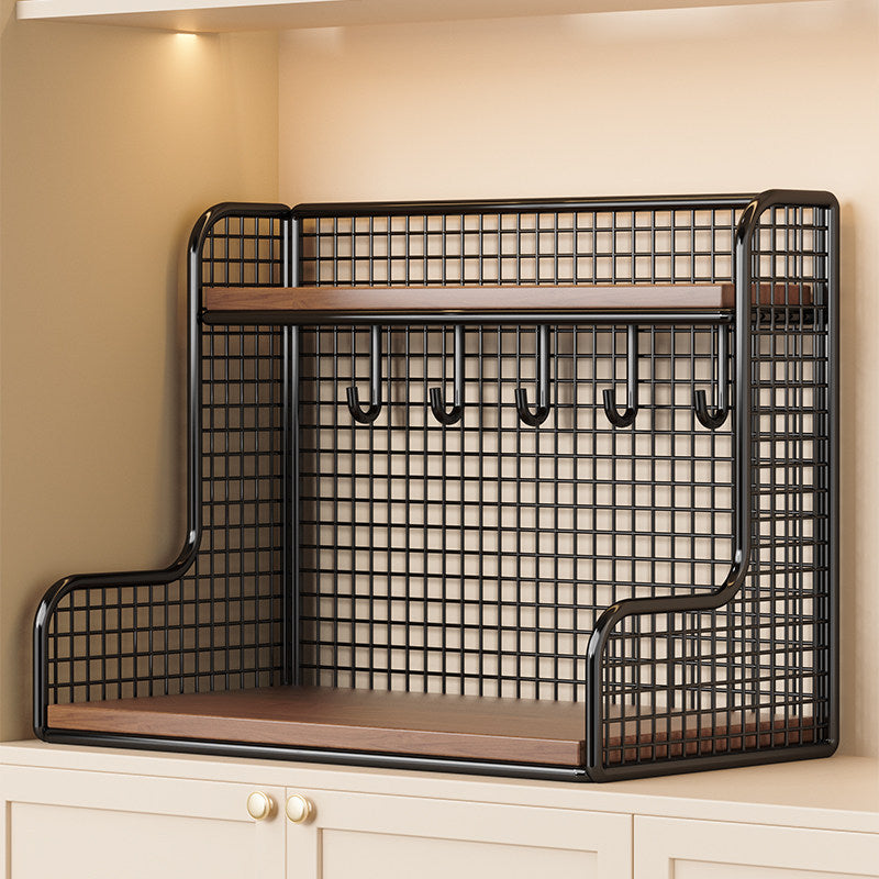 Wall-Mounted Double-Shelf Organizer with Hooks Kalsten