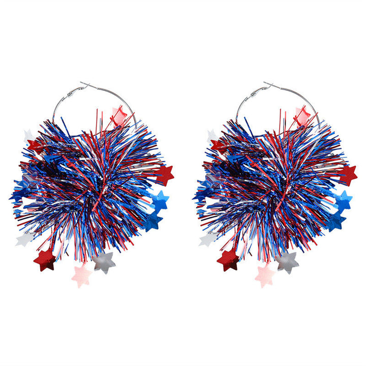 Unisex nan festive metallic tinsel pom pom hoop earrings Kalsten