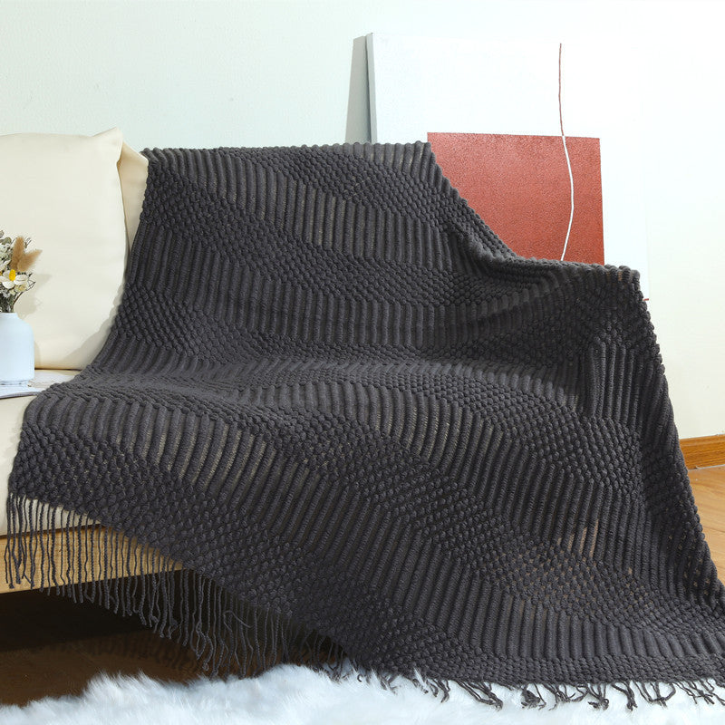 Women's high-quality knitted blanket with textured design Kalsten