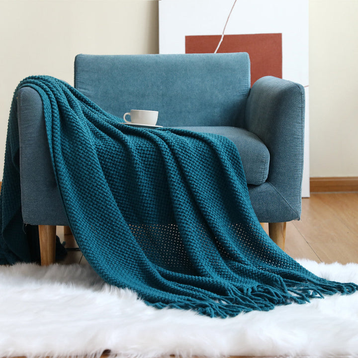 Women cozy knit blanket with decorative pattern Kalsten