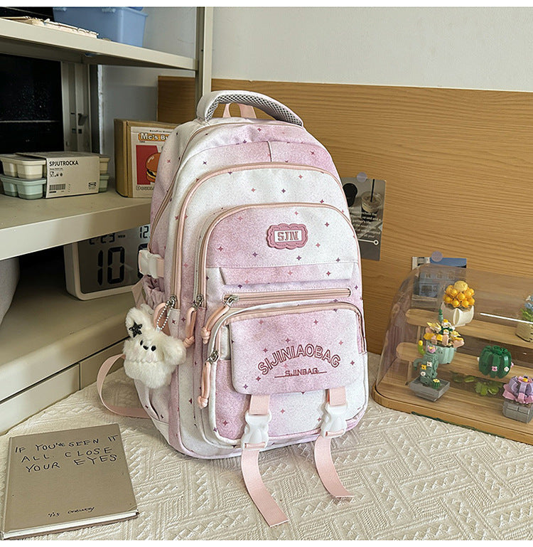 Multi-Pocket Galaxy-Themed School Backpack