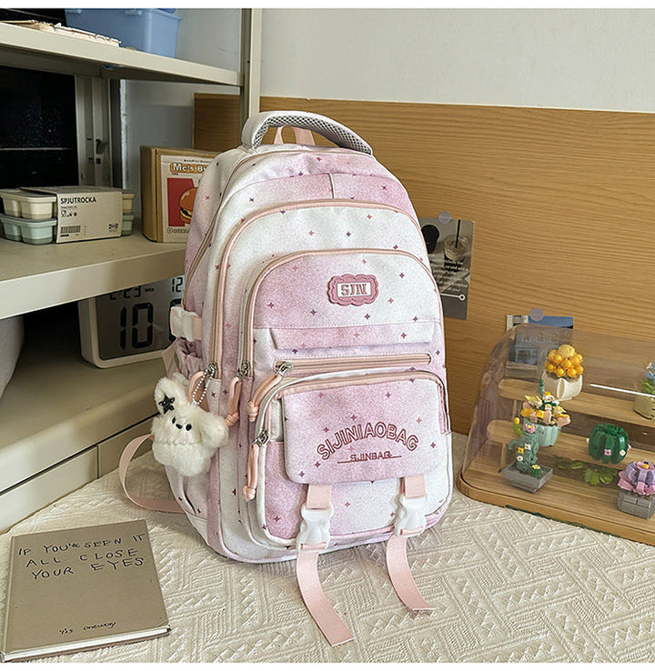 Multi-Pocket Galaxy-Themed School Backpack