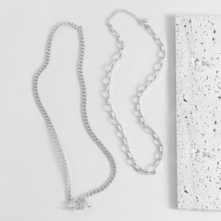 Elegant Silver Layered Chain Necklace Kalsten