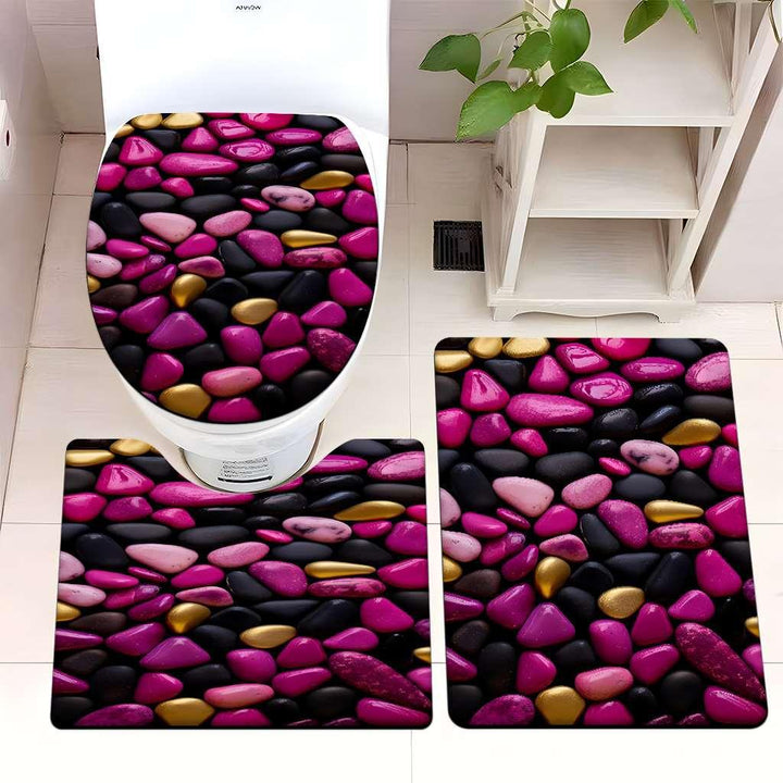 Decorative Pebble Bathroom Mat Set Kalsten