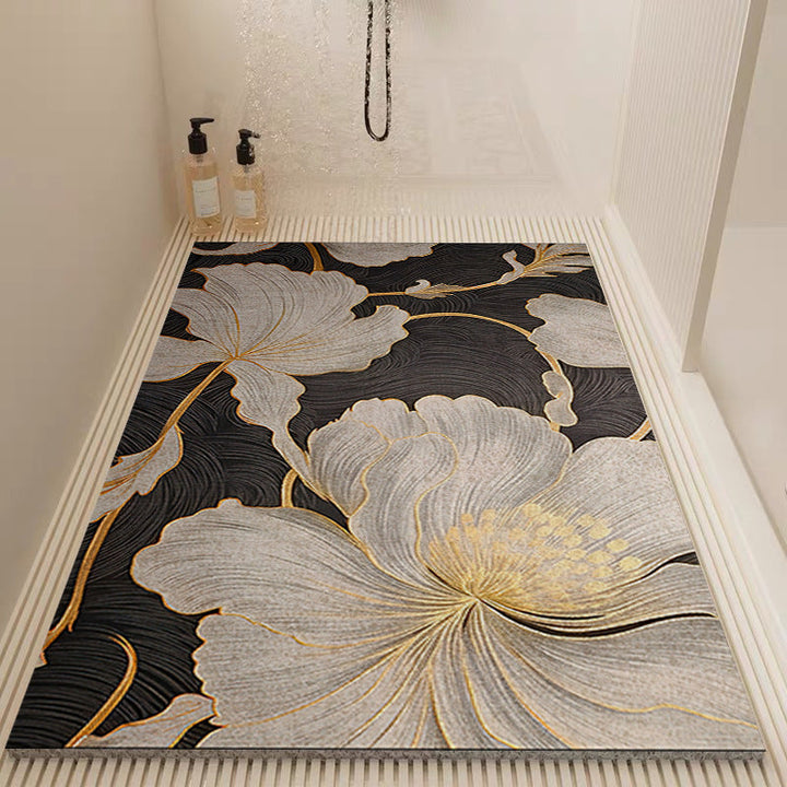 Elegant Floral Pattern Bath Mat Kalsten