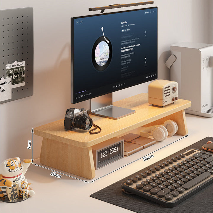 Modern Wooden Monitor Stand with Storage Kalsten