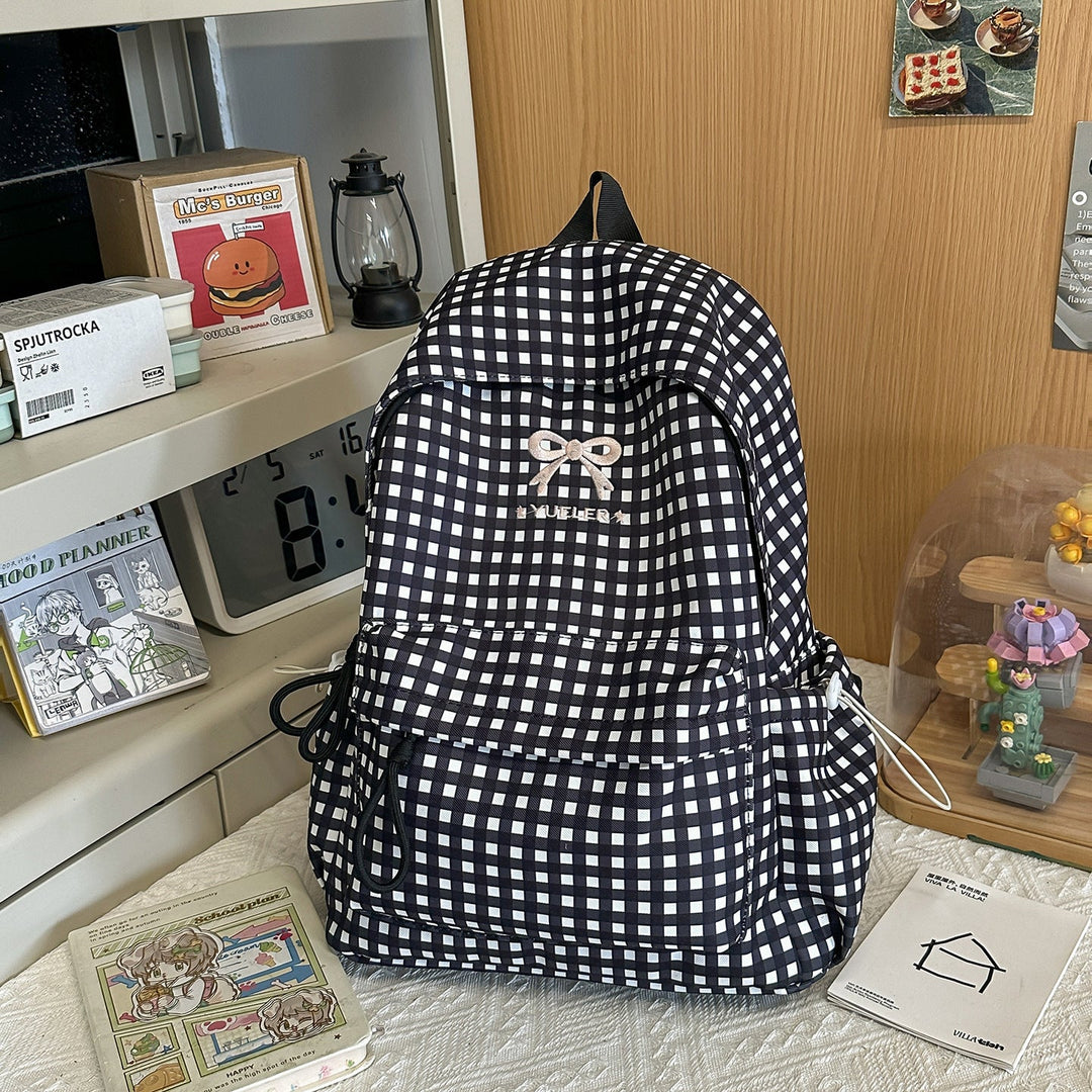 Cute Gingham Pattern Mini School Backpack