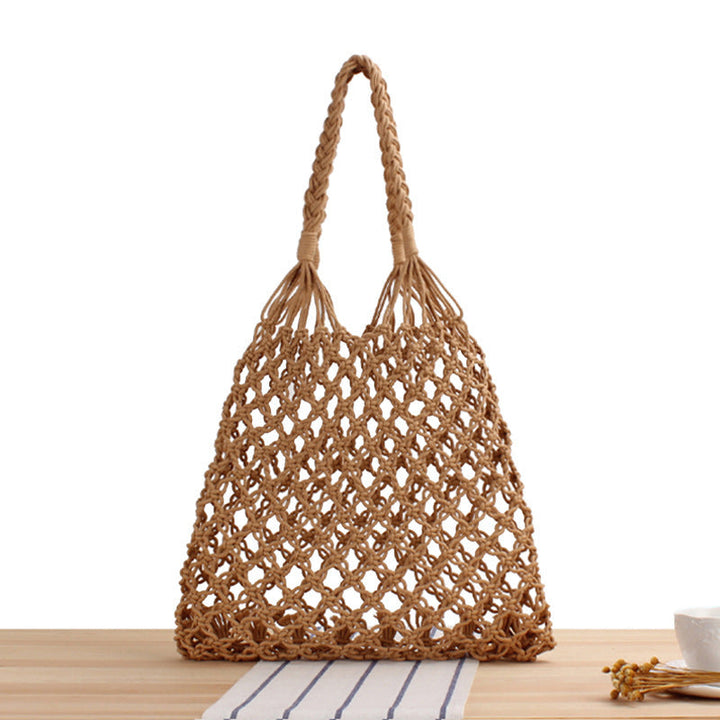 Mesh tote bag made of handcrafted natural material with unique pattern Kalsten