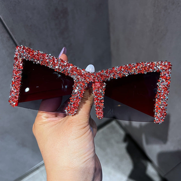 Women's Glamorous Oversized Sunglasses with Sparkling Crystal Frame Kalsten