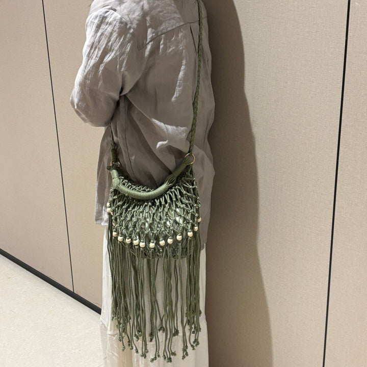 Hand-knotted shoulder bag with tassels Kalsten