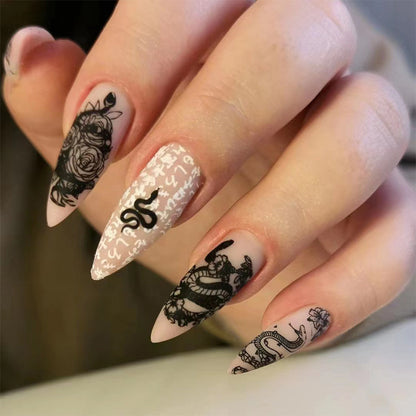 Artificial Nail Set with Glamorous Marbled Design Acalora