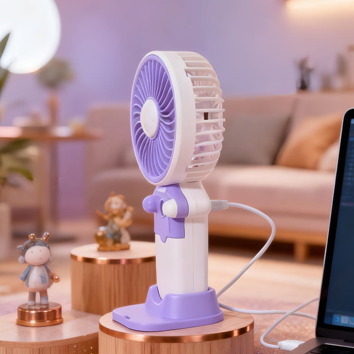 Women's Portable Hand Fan with USB Charging Function and Flexible Tilt Adjustment Kalsten