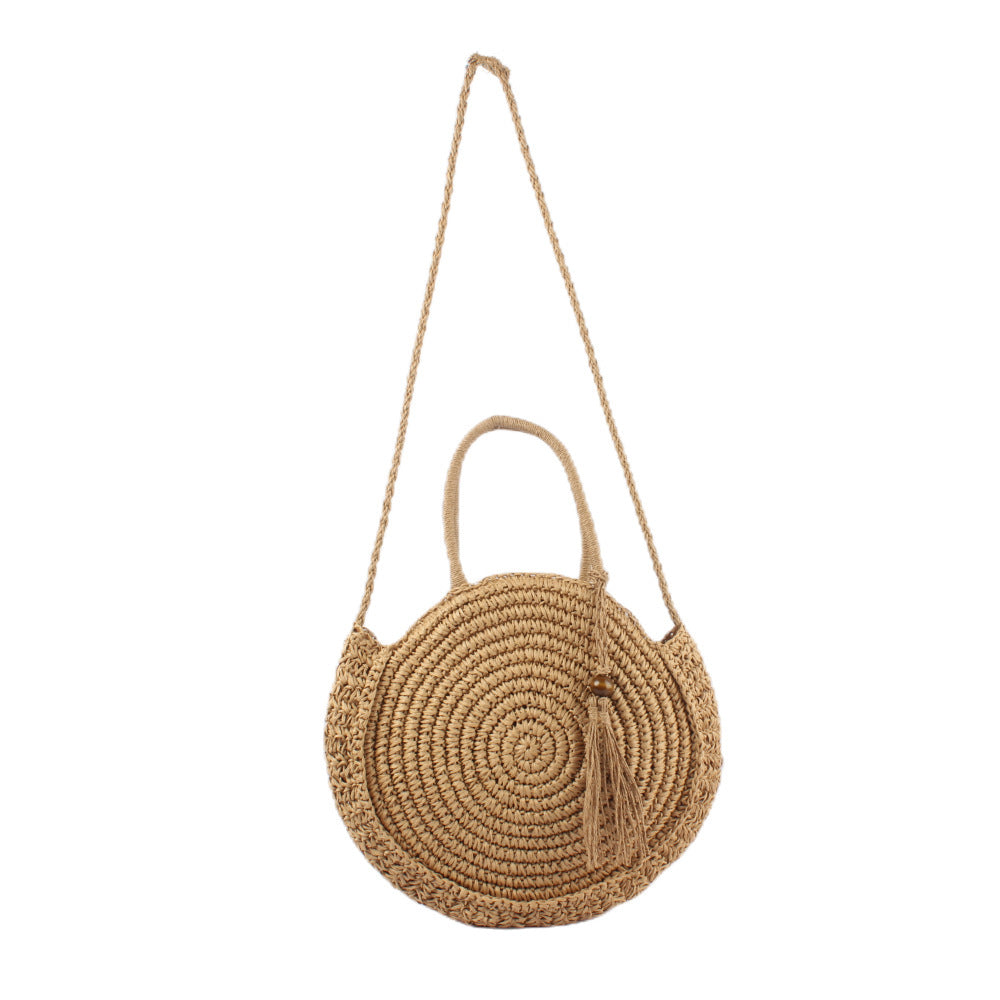 Round basket bag with elegant tassel Kalsten
