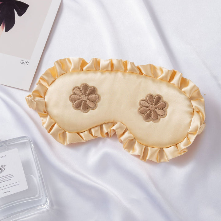 Women's embroidered satin sleep mask with gathered ruffled edge and soft padding Kalsten