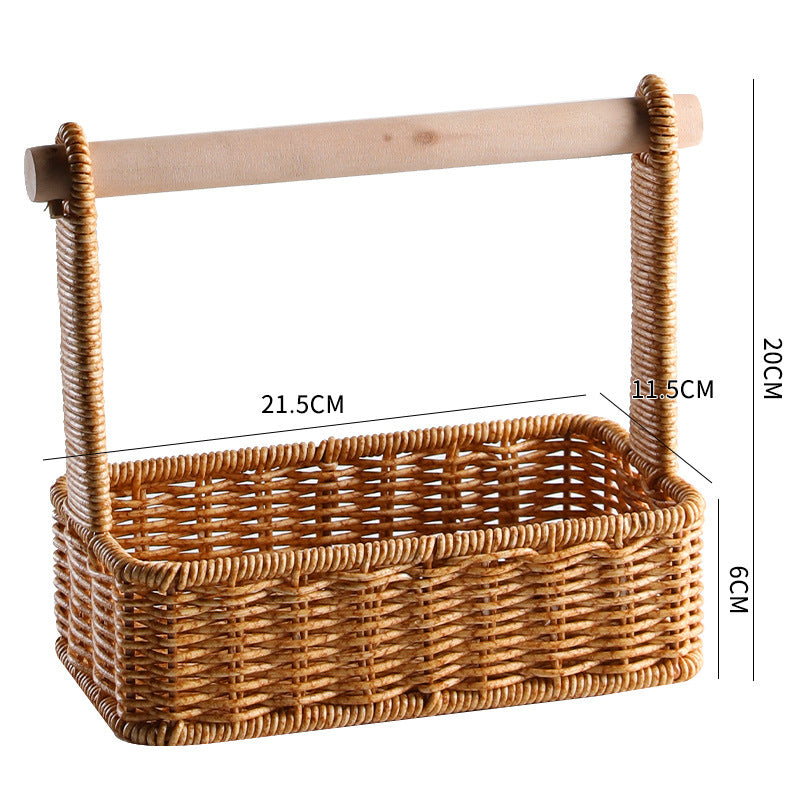 Handcrafted Woven Storage Basket with Wooden Handle Kalsten