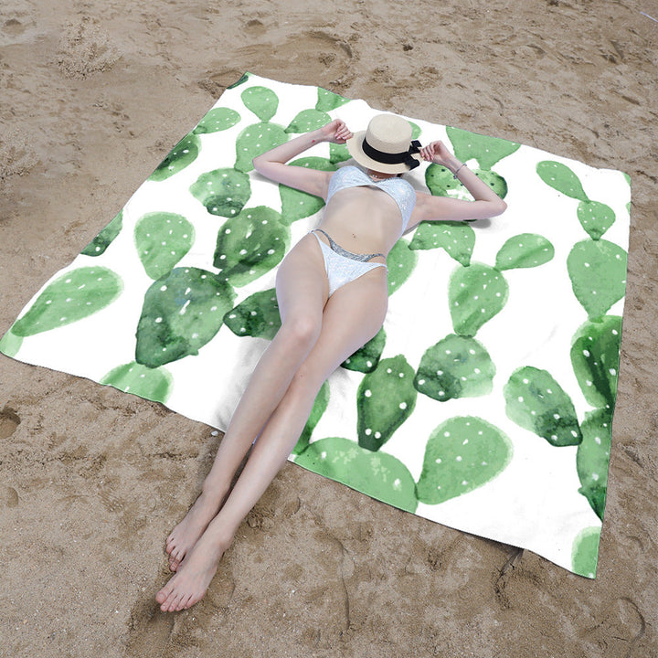 Beach blanket with floral cactus pattern Kalsten