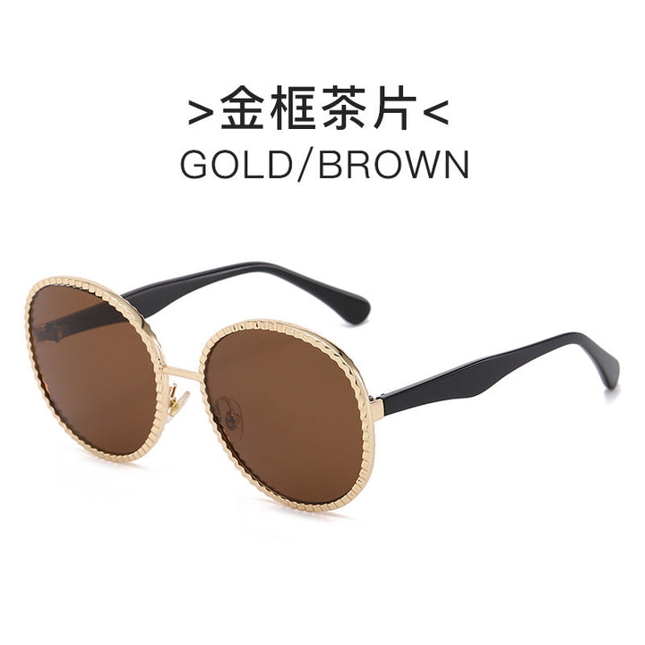 Women elegant oversized sunglasses with woven golden frame Kalsten