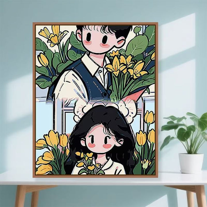 Playful Illustrated Couple Wall Art Kalsten