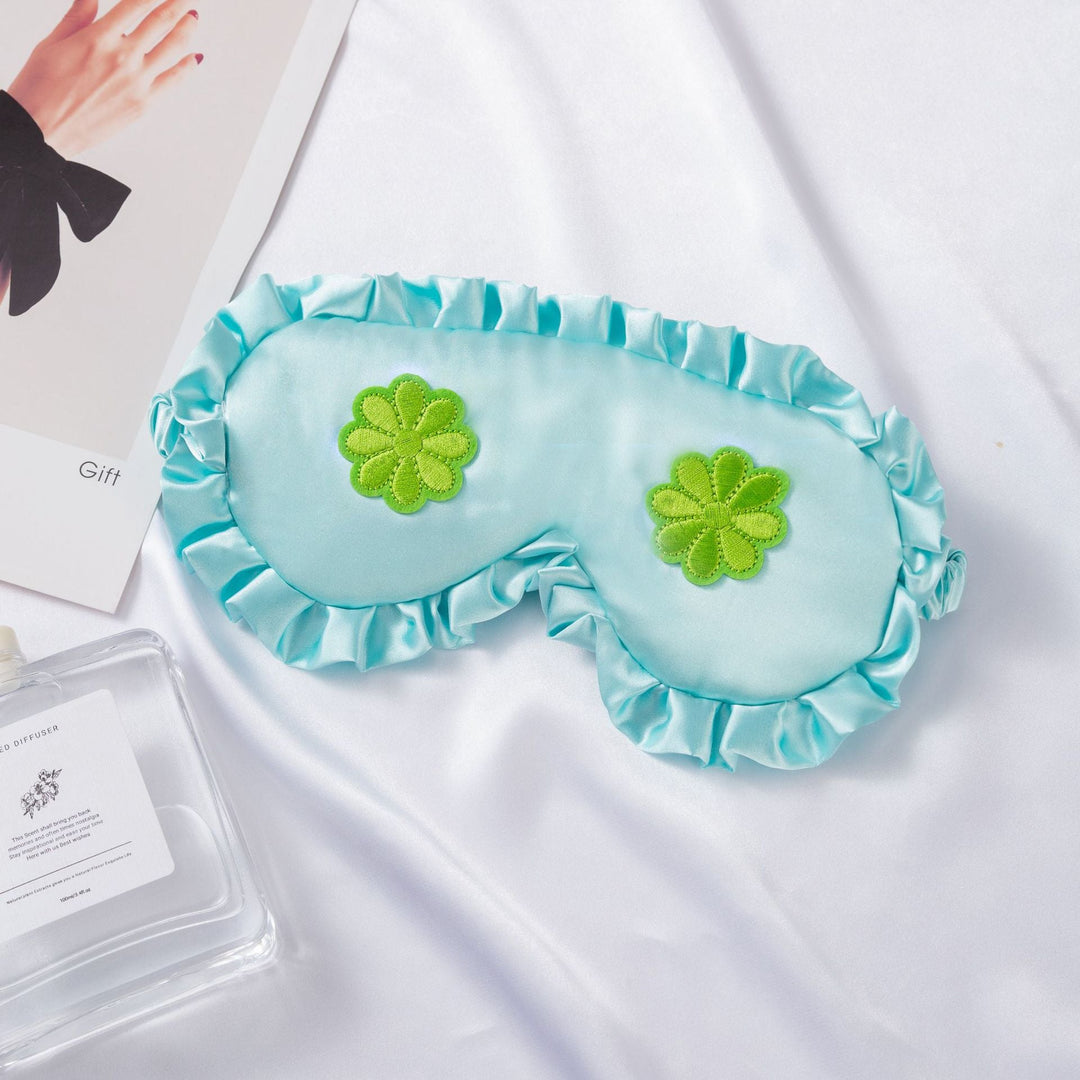 Women's embroidered satin sleep mask with gathered ruffled edge and soft padding Kalsten