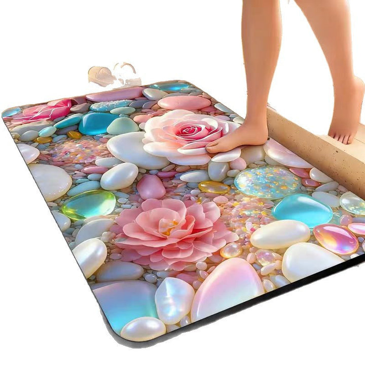 Decorative Floral Pattern Bath Mat Kalsten