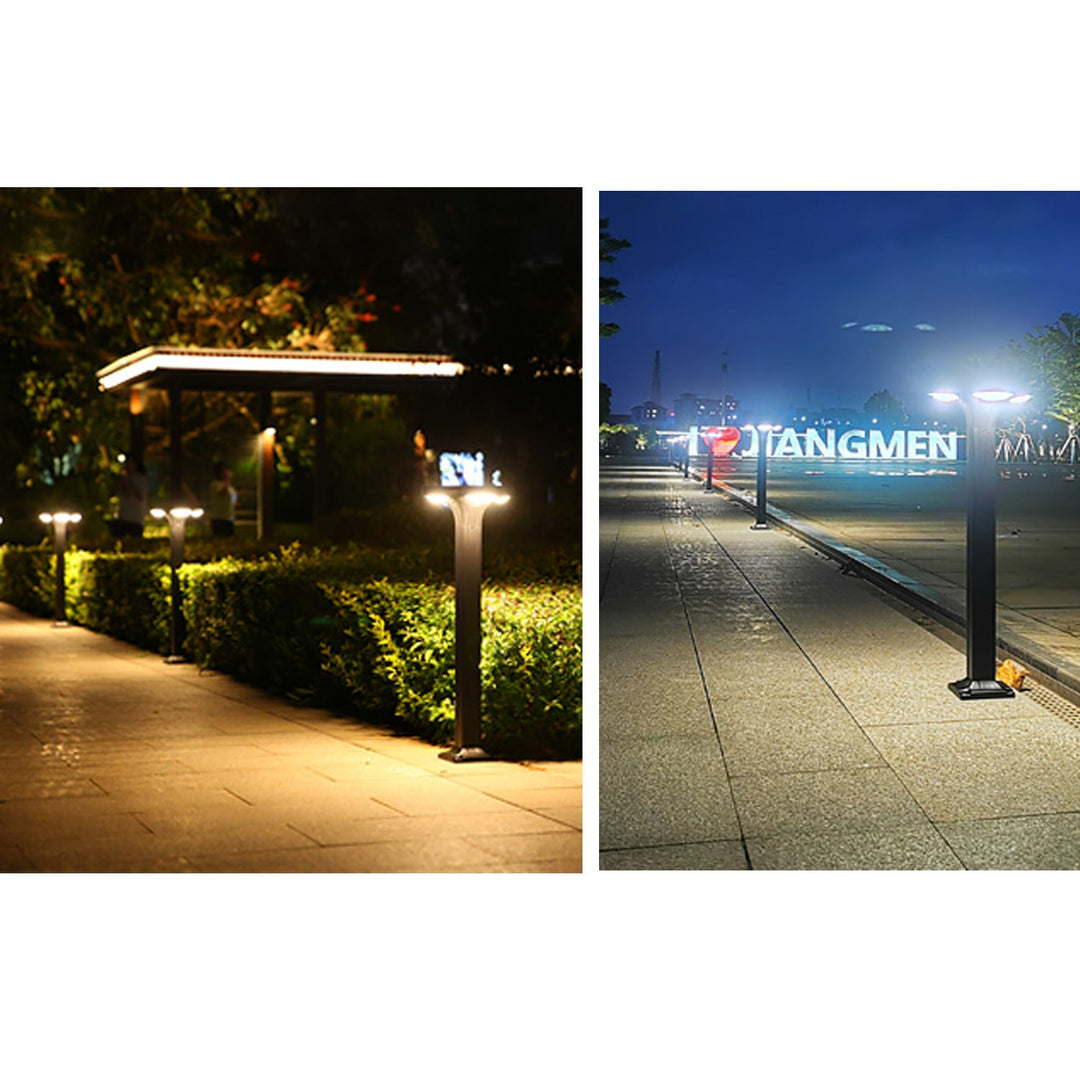 Solar-Powered Low-Profile LED Pathway Bollard Light With Dual Downlights And Anchor Base Kalsten