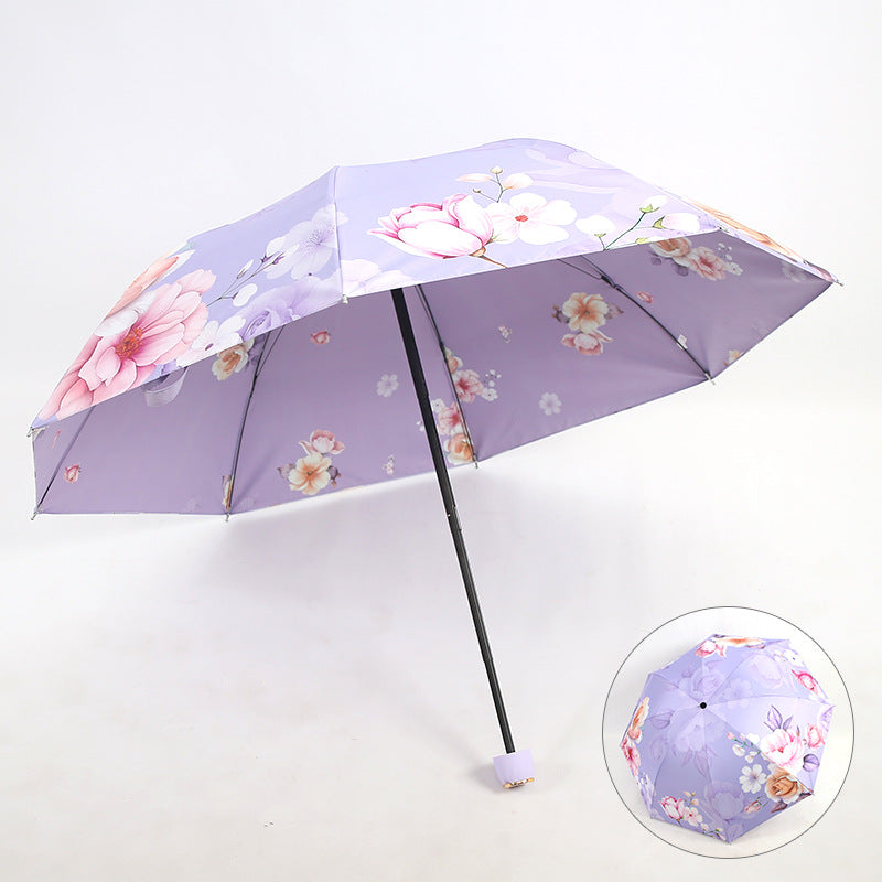 Ladies elegant folding umbrella with floral patterns Kalsten