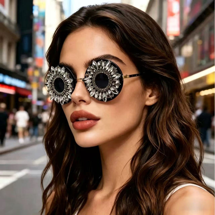 Ladies Glamorous Sunglasses with Floral Crystal Frame Kalsten