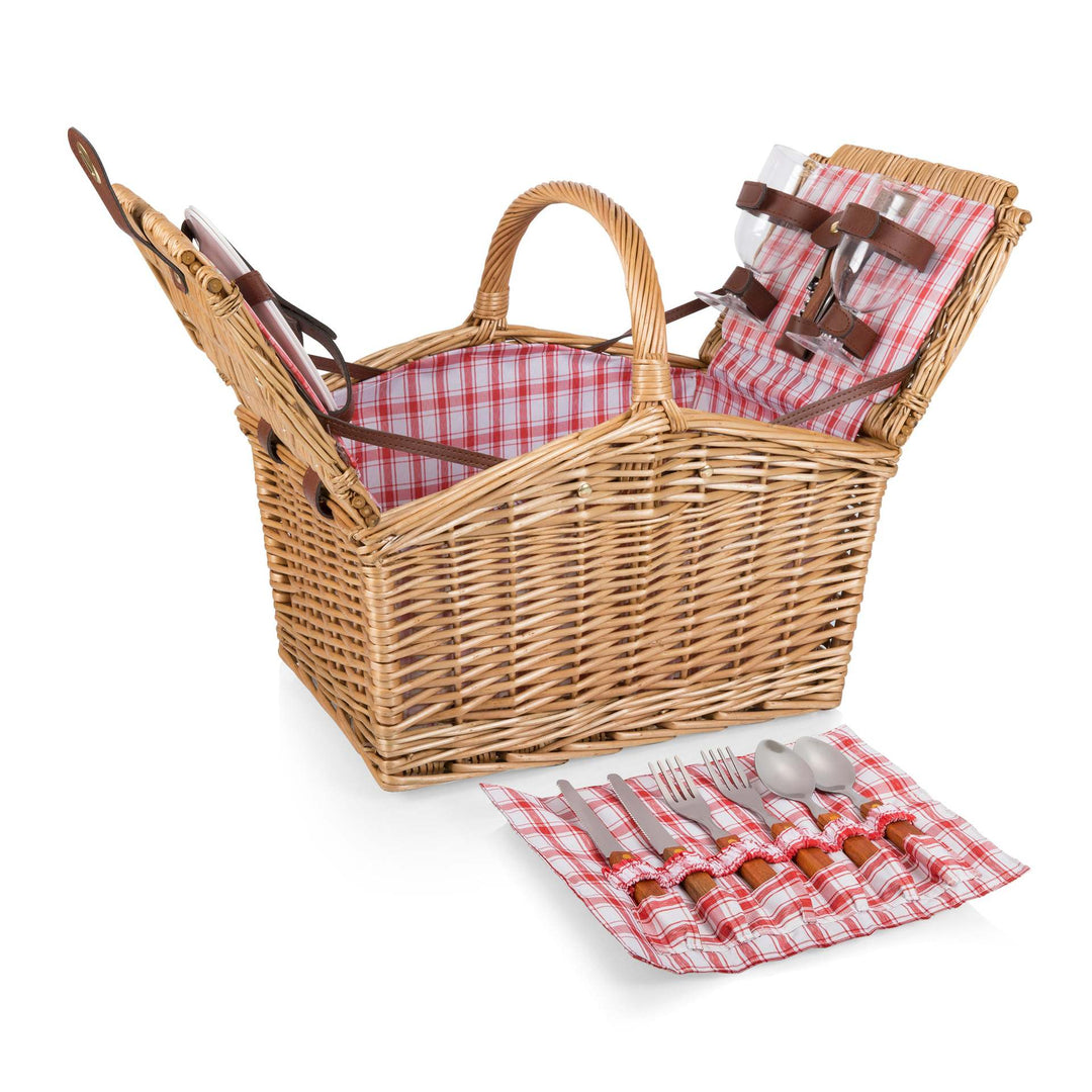 Women's picnic basket with integrated dish set and sturdy carrying handles Kalsten