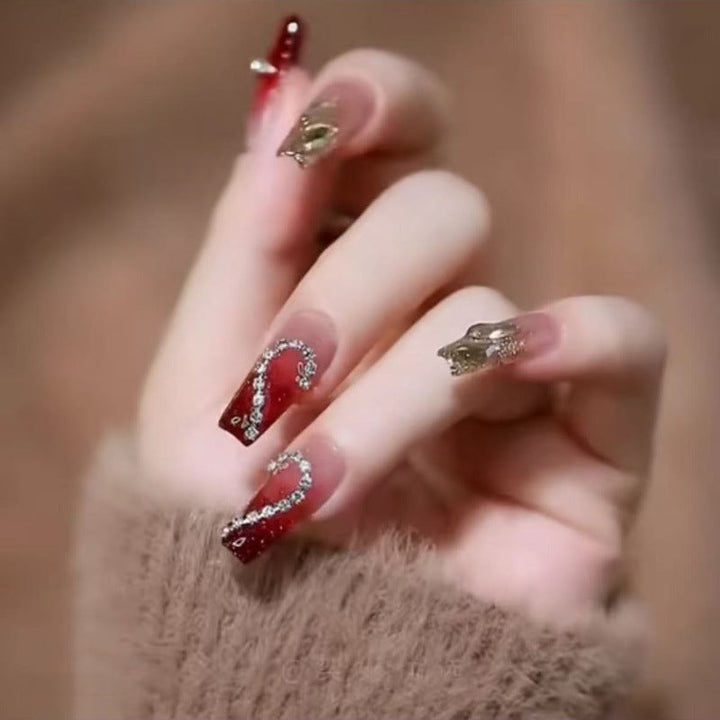 Artificial artificial fingernails with elegant heart accents Kalsten