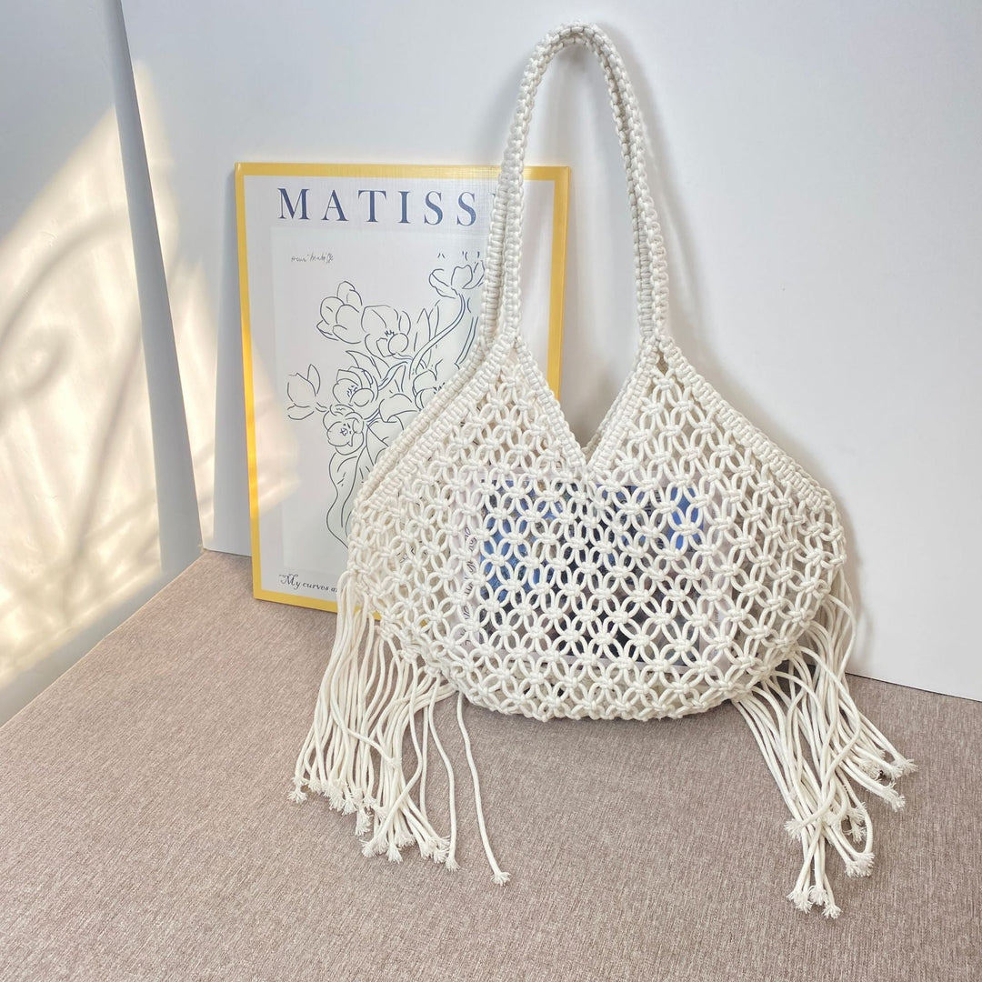Macrame shoulder bag with fringes Kalsten