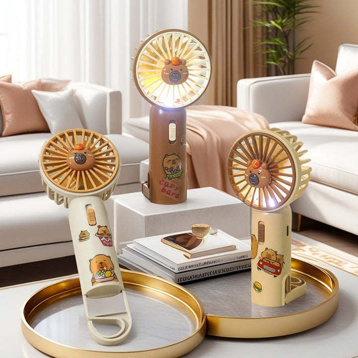 Women Portable Hand Fan with Cute Bear Design and LED Lighting Kalsten
