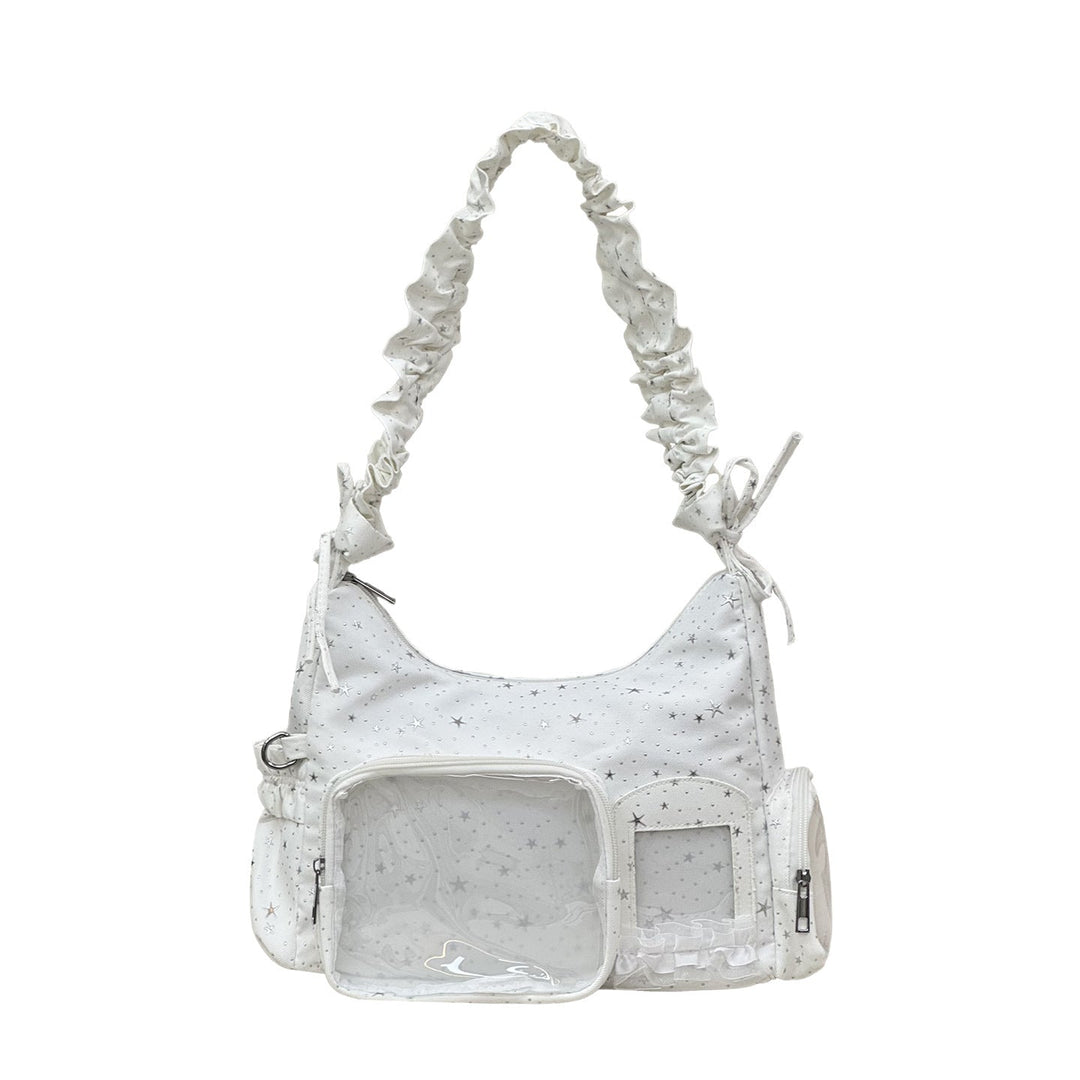 Star-Print Ruffle Strap Shoulder Bag Kalsten