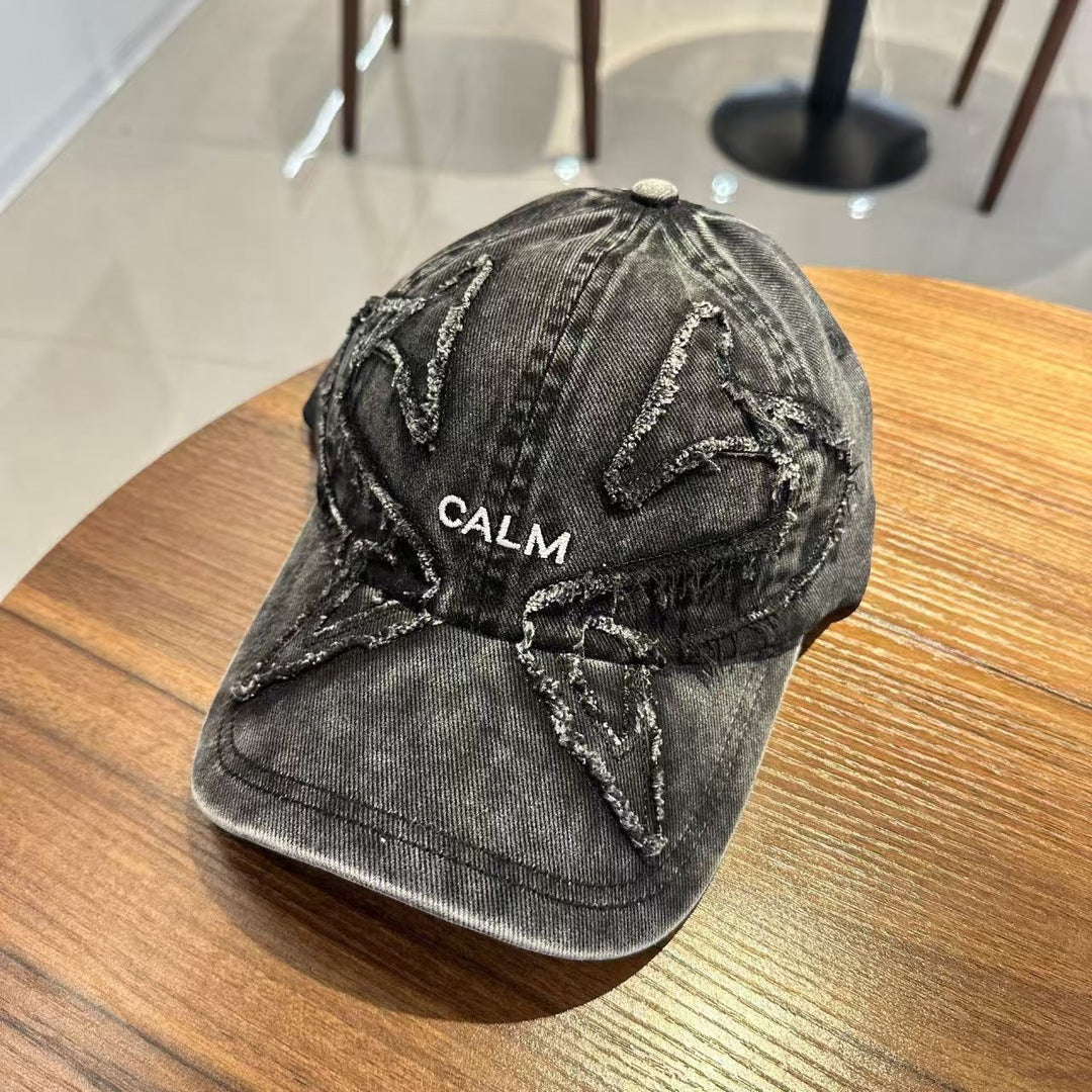 Unisex Distressed Denim Embroidered Cap Kalsten