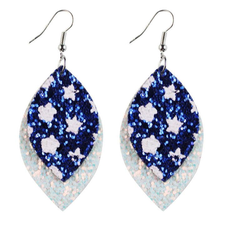 Women's nan teardrop-shaped faux leather earrings with star and stripe print Kalsten