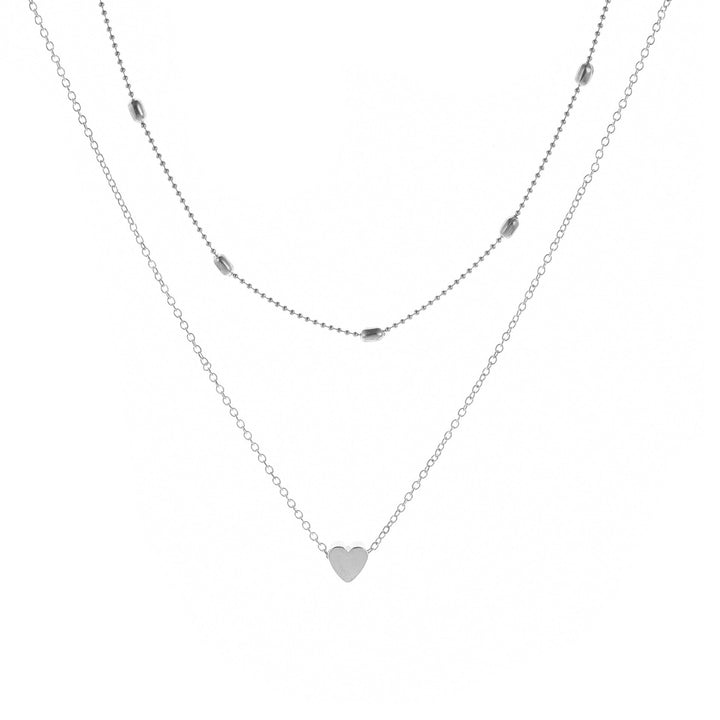 Heart-Shaped Charm Layered Necklace Kalsten