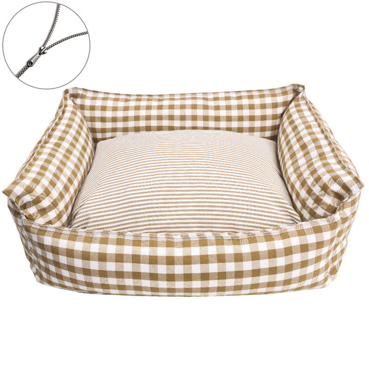 Cozy Gingham Dog Bed