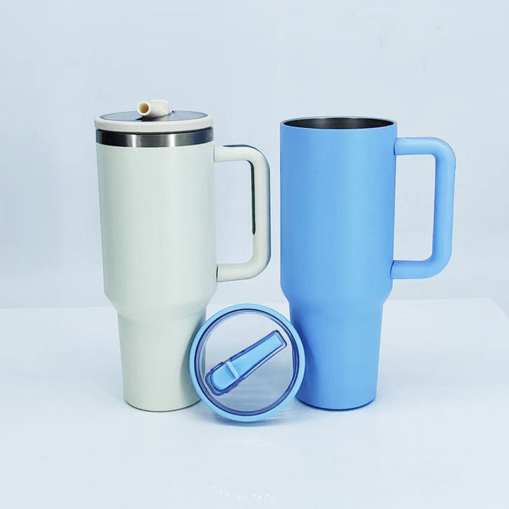 Women's insulated mug with sturdy handle and straw Kalsten