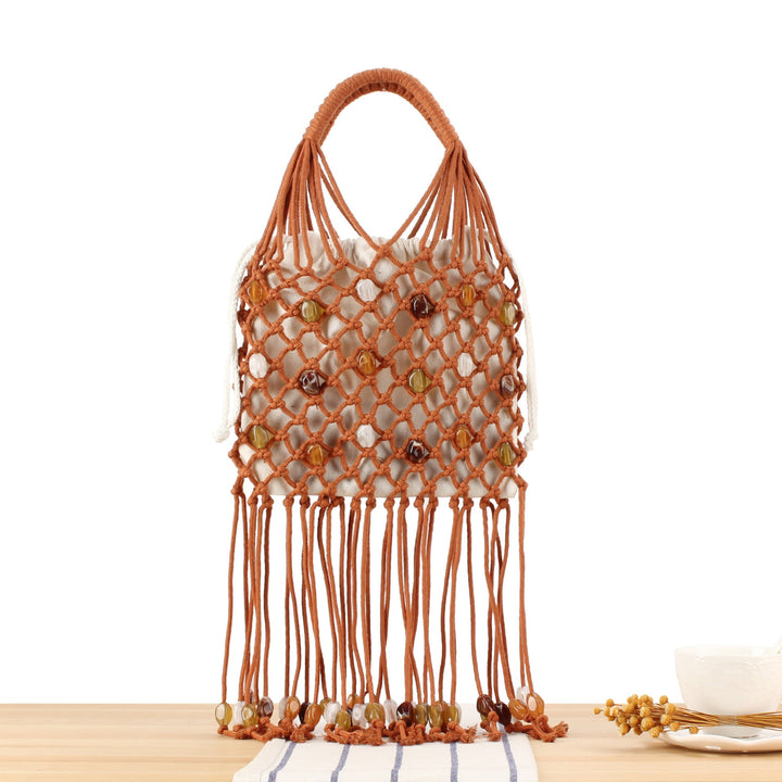 Macrame Tote Bag with Unique Bead Decoration Kalsten
