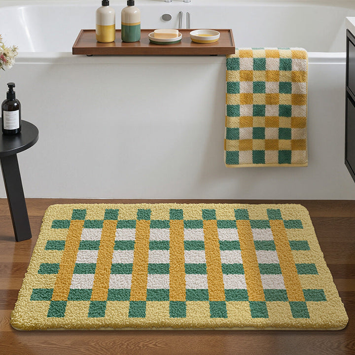 Plush Geometric Bath Mat Kalsten