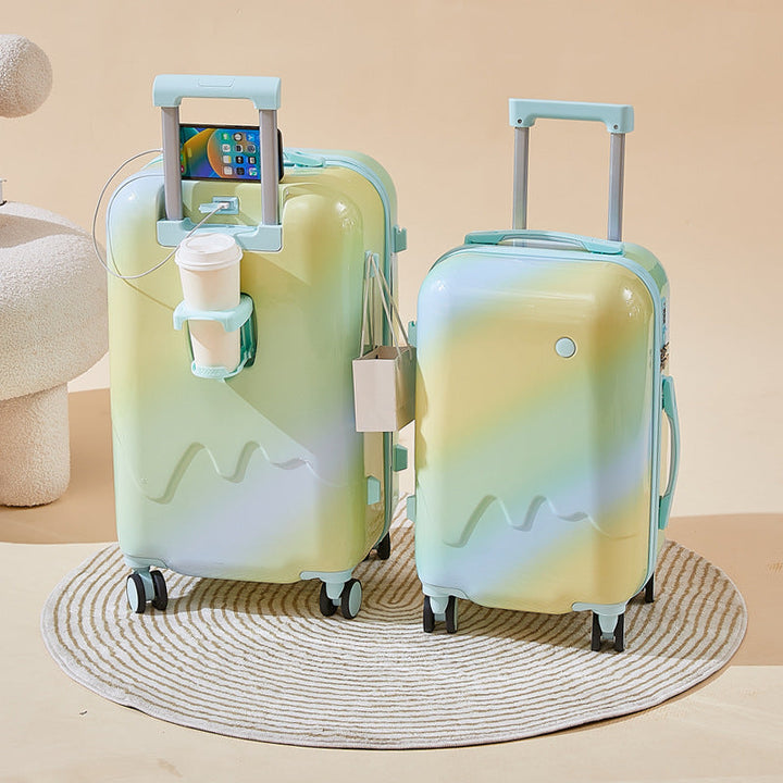 Unisex Functional Hardshell Carry-On Suitcase with Drink Holder Kalsten