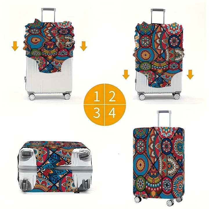 Unisex nan elastic suitcase cover with mandala pattern and telescopic handle compatibility Kalsten