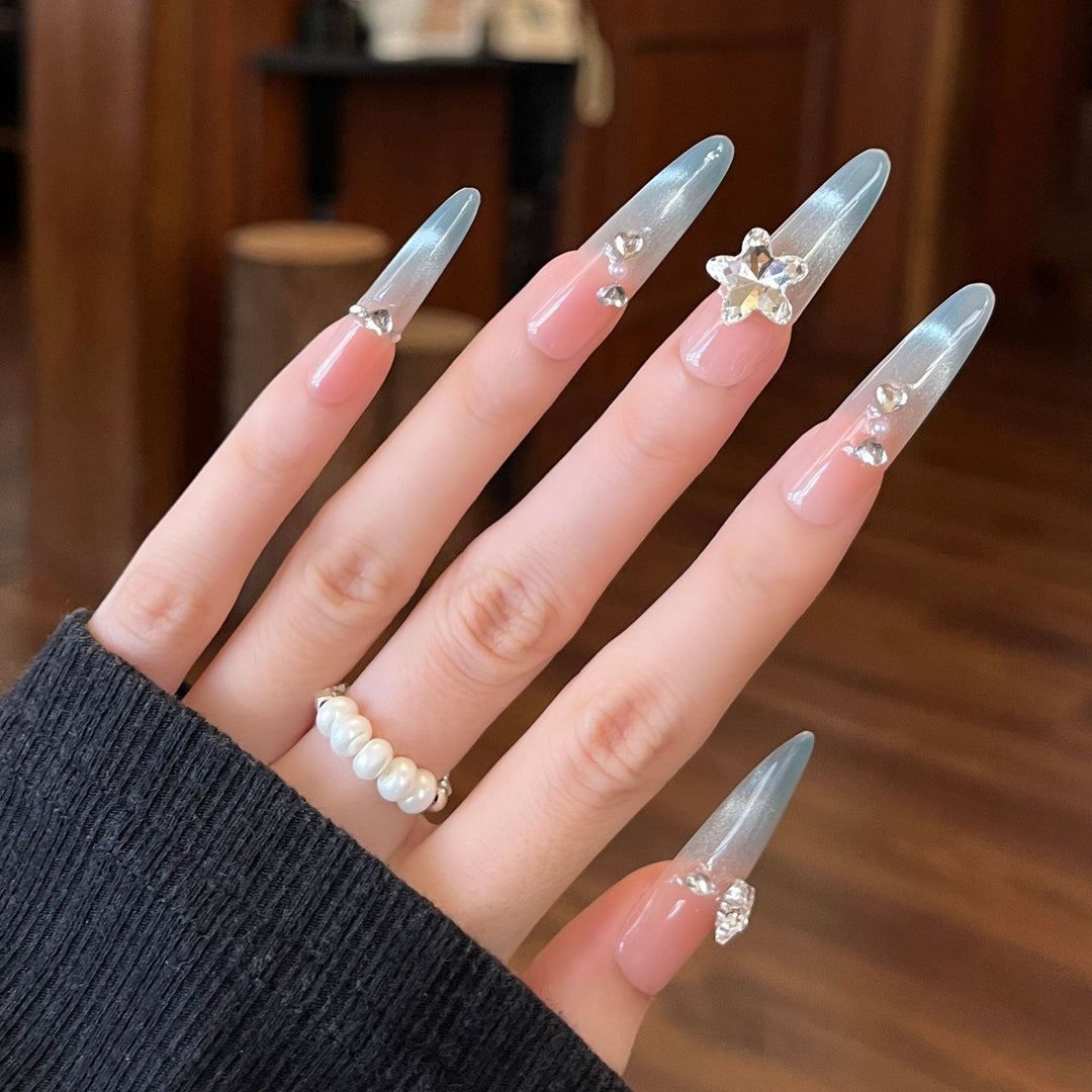 Decorative Crystal-Embellished Press-On Nail Extensions Kalsten