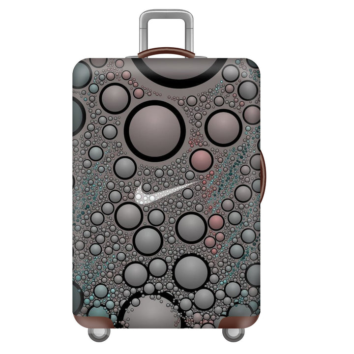 Unisex large hard shell suitcase with sturdy trolley handle and elastic motif protective cover superhero design Kalsten