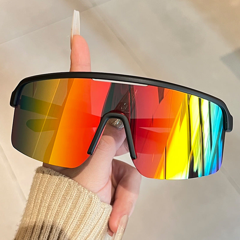 Unisex nan sporty shield sunglasses with continuous visor glass and non-slip nose pads Kalsten