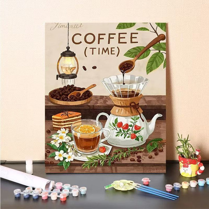 Coffee-Themed Paint by Numbers Canvas Art Kit Kalsten