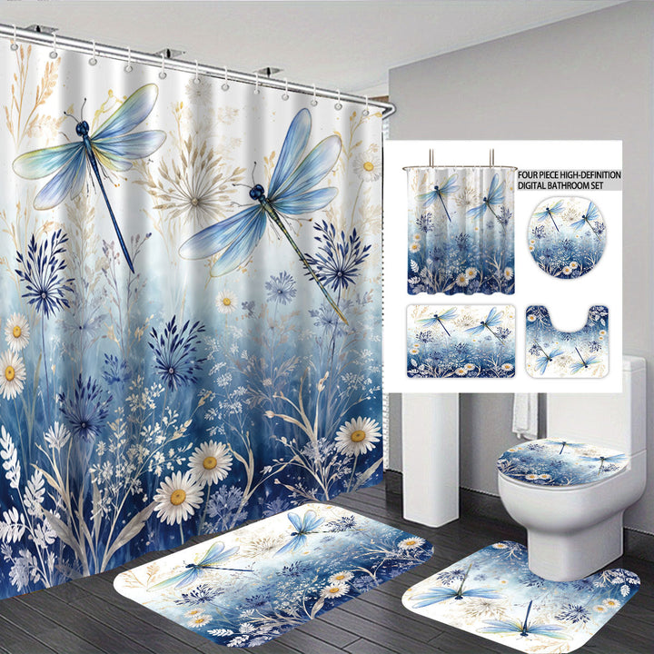 Artistic Dragonfly-Themed Four-Piece Digital Bathroom Set Kalsten