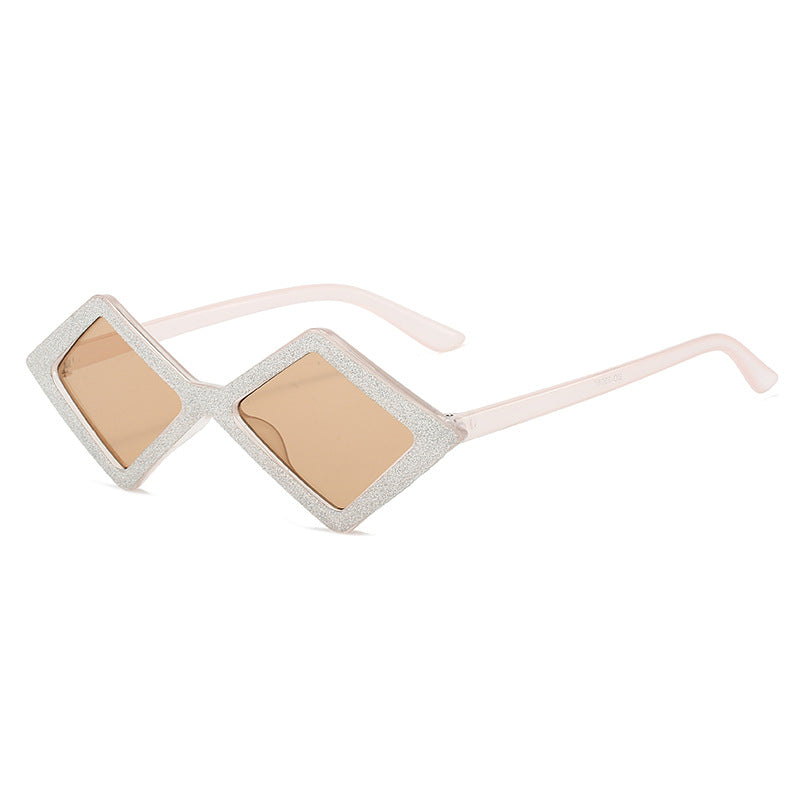 Ladies futuristic, geometric sunglasses with glittering frame Kalsten